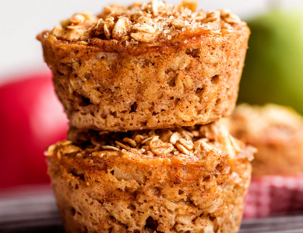 Two Fruit Granola Maple Muffins standing one on one