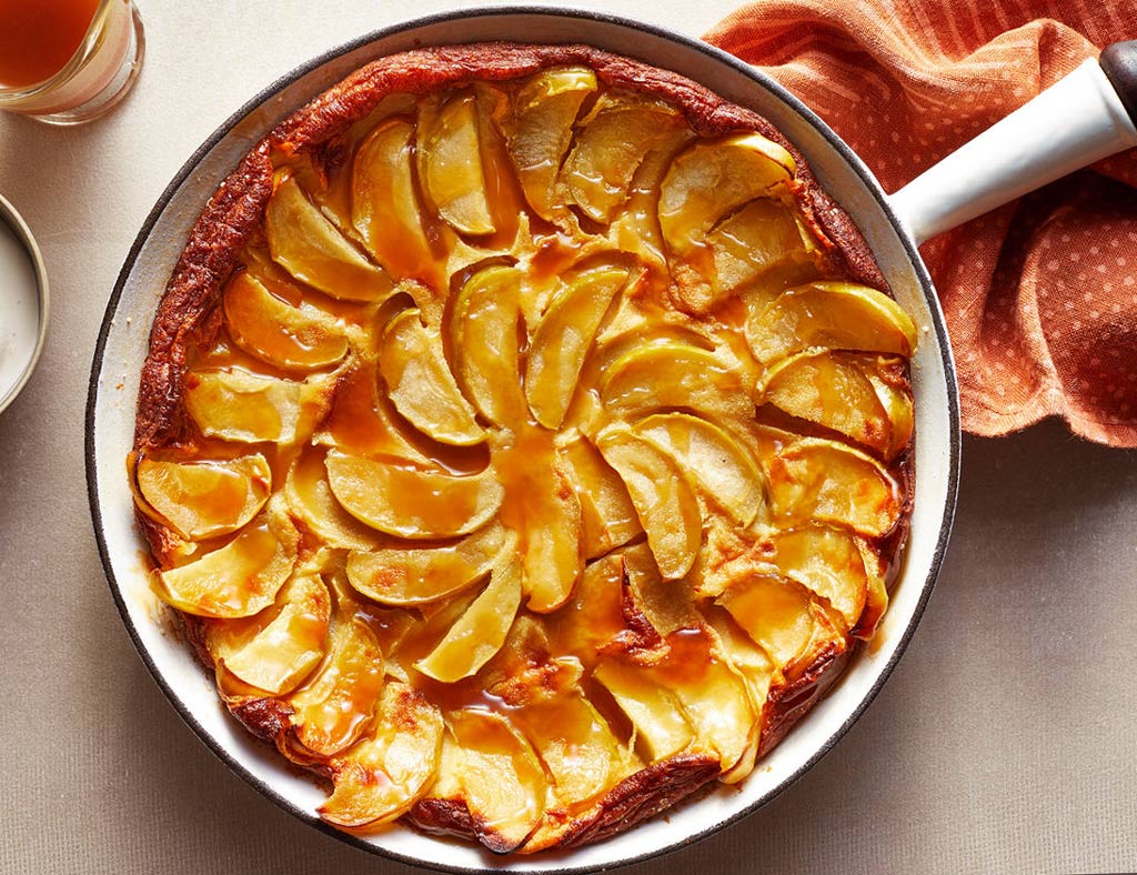 Maple Clafoutis with Apples in the pan.